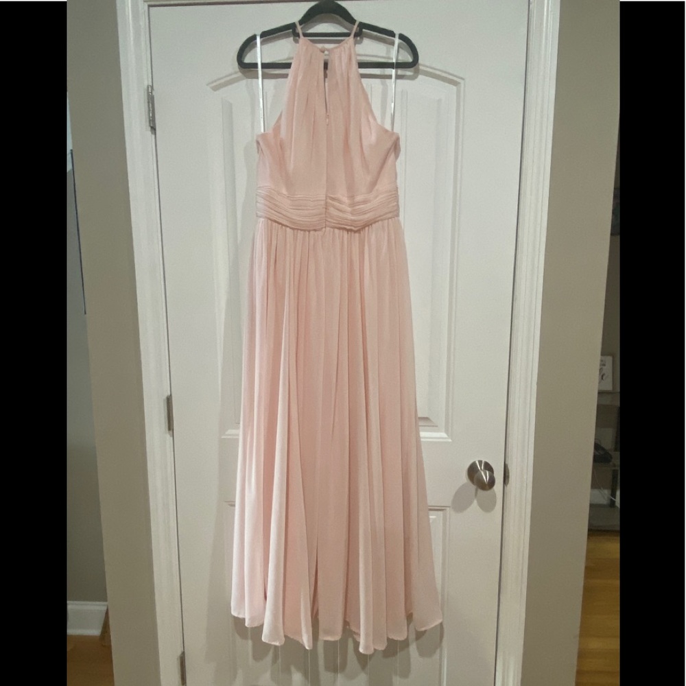 Levkoff Petal Pink Keyhole Neck A-Line Gown - Picture 5 of 6